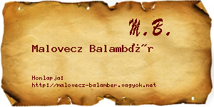 Malovecz Balambér névjegykártya